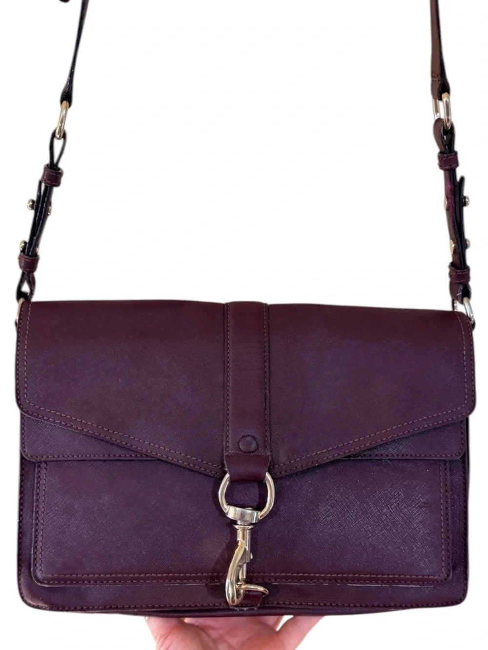 Rebecca Minkoff Hudson Moto Burgundy Leather Crossbody Bag